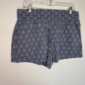 A NEW DAY Linen Blend Paperbag Short Womens L Geometric Gray Pull On Drawstring